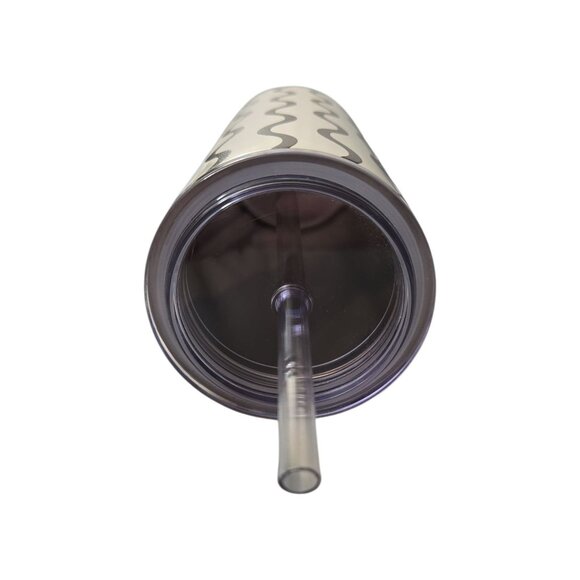 NEW White Stainless Steel Tumbler 18.5 oz – Black Zig-Zag Design - Picture 2 of 2